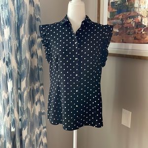 Ann Klein Women's Black With White Polka Dots Blouse Size 10